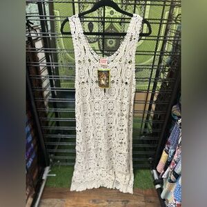 Gypsy Rose Handmade Crochet Lace Duster Vest One Size Boho Festival Hippie Ivory